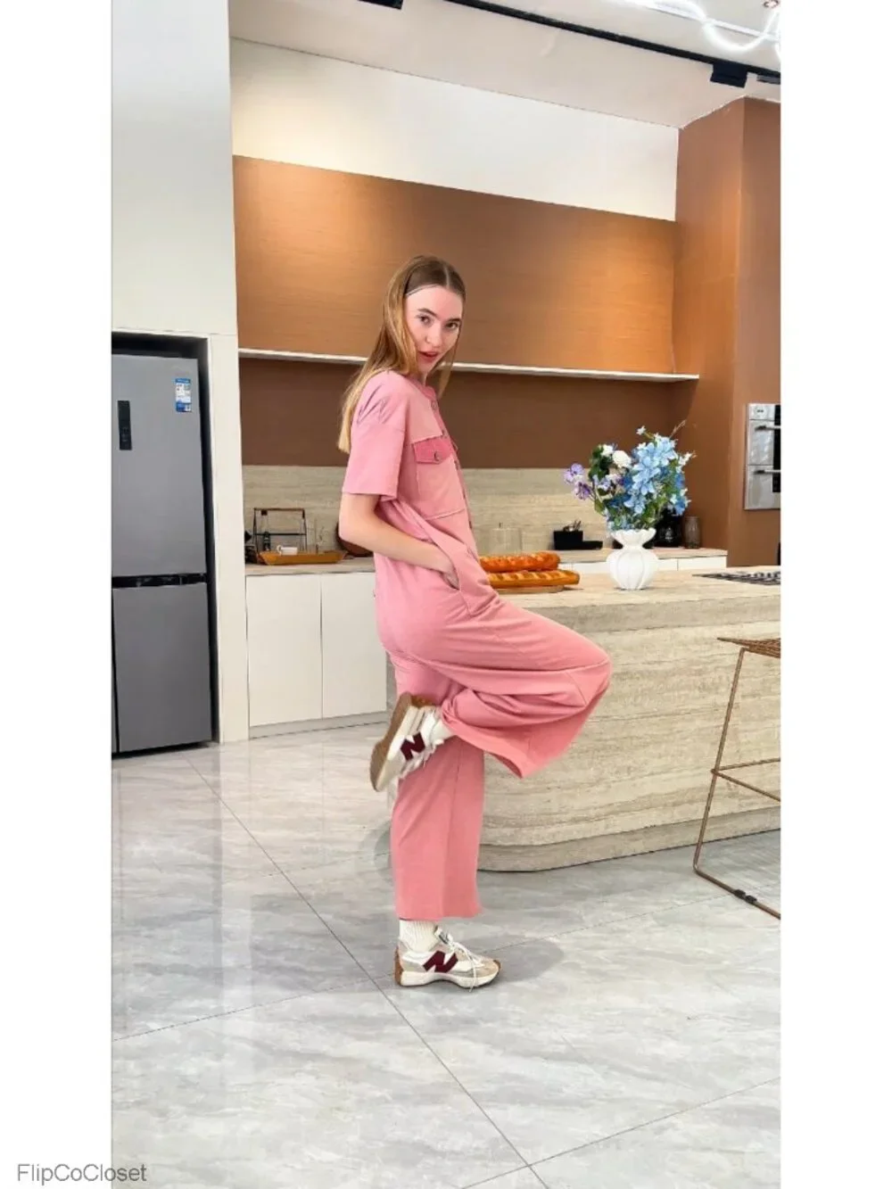 Women's Casual Loose Jumpsuit Short Sleeve V-Neck Button Down One Piece Wide